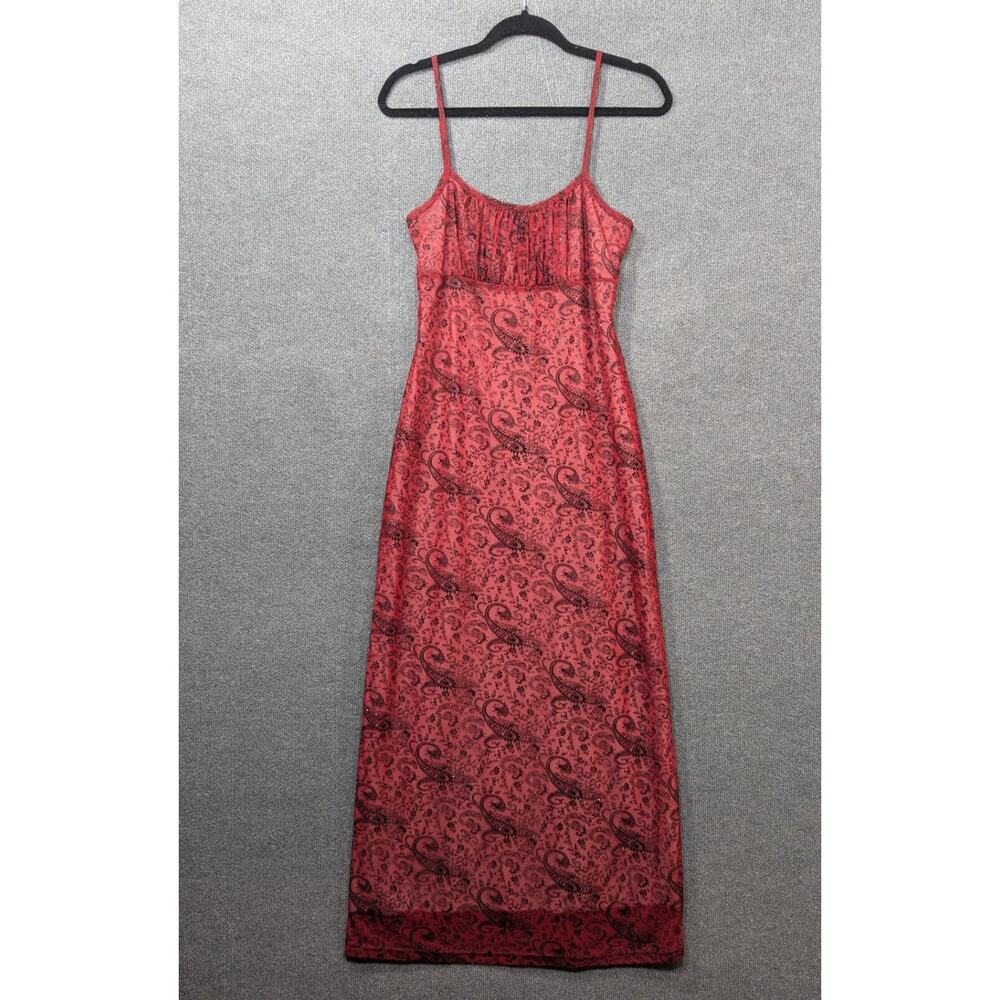 VTG Tank Dress Womens Small 90's Slip Sparkly Empire Waist Maxi Goth Mermaid Y2K